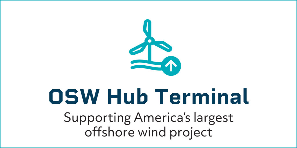 Graphic that reads: OSW hub terminal supporting America's largest offshore wind project